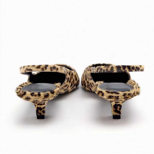 

nxy sandals animal print heels for women pointed toe leopard heeled slingback pumps woman retro ladies casual pump shoes 230406, Black