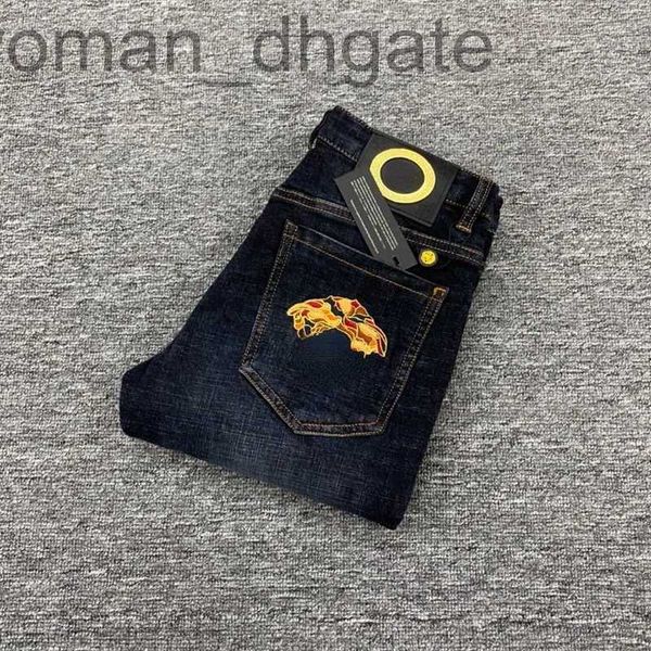 

men's jeans designerplus size jeans men jeans medusa embroidered trousers designer pants mens fashion casual denim pants q9hs, Blue