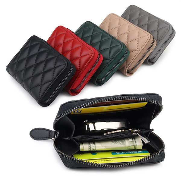 

single holders purse zipper the fashion most way to carry around money cards and coins men leather card small bu274j, Brown;gray