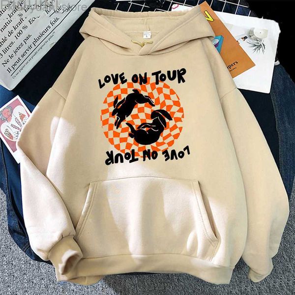 

men's hoodies sweatshirts love on tour upside down world hoodies mens hip hop loose sweatshirts casual streetwear pullovers women men f, Black