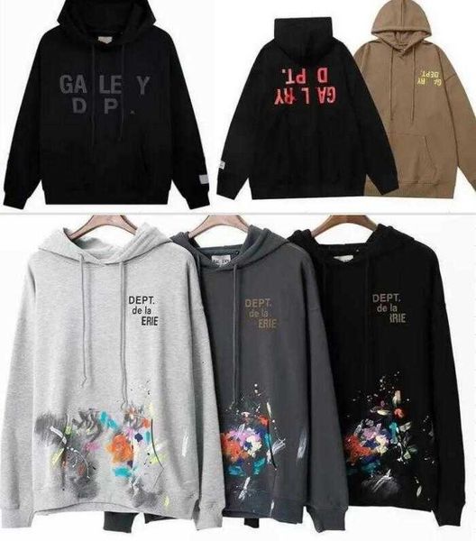 

graffiti hoody designer american mens galleryes streetwear dept hoodies sweater fashion multicolor basic double cotton womens loose long sle, Black
