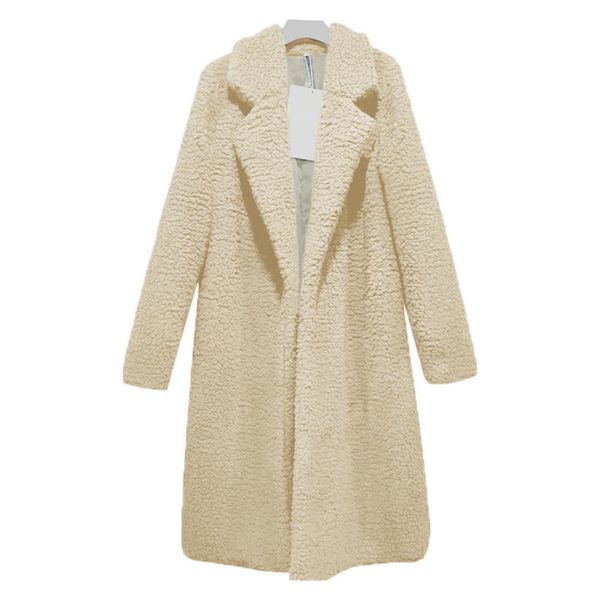 

fur women's faux fur coat mid long outwear jacket autumn winter warm ladies fur teddy jacket female plush teddy coat outwear, Black