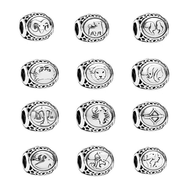 

925 sterling silver gemini taurus pandora loose beads diy bracelet, Black