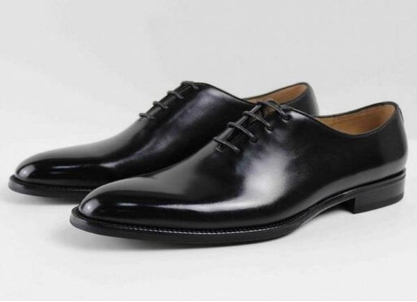 

handmade cow leather british men dress shoes lace up formal business shoe male oxfords with box2459647, Black