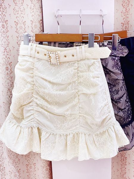 

skirts japanese rolita sweet cute pleated elegant lace ruffled slimming hip mini 2023 summer faldas lojita kawaii 230420, Black