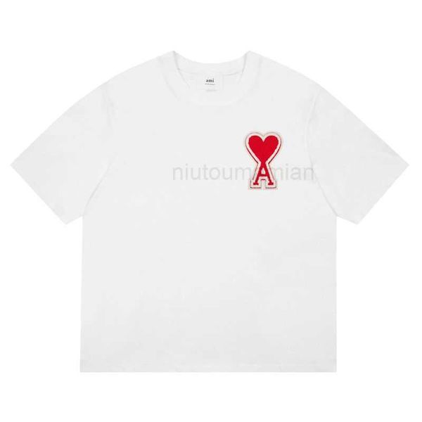 

t shirts for men women and amis men's the short correct of ins love sleeve a letter women's badge embroidered fashion brand loose, White;black
