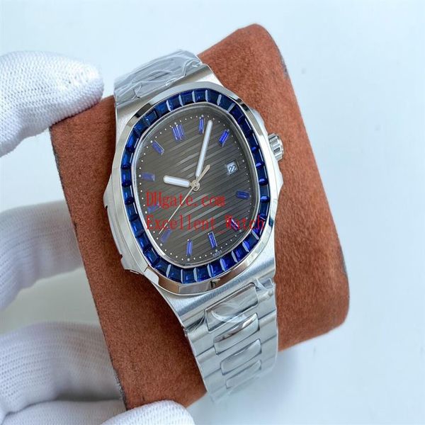 

2 colors 40 mm wrist watches 5711 stainless steel diamond bezel asia 2813 movement automatic mechanical transparent mens watch wat256i, Slivery;brown