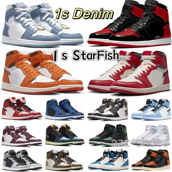 

1 1s mens basketball shoes bred patent unc blue dark mocha starfish lost found denim light bone shadow 2.0 chicago grey fog bio hack men jum