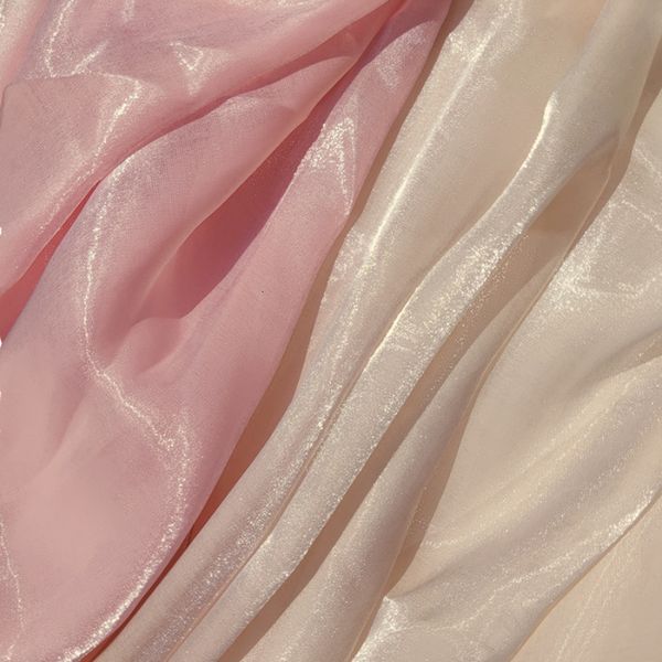 

fabric 3510m breeze shiny satin fabric thin lightweight shimmer organza fabric designer fabric by the meter white pink black beige 230419, Black;white
