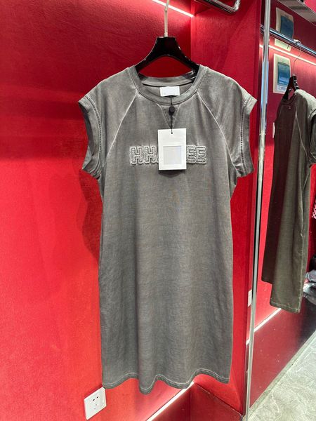 

designercasual dresses 2023 fashion summer letter embroidery casual lady mini dress women fashion sleeveless o-neck loose dresses, Black;gray