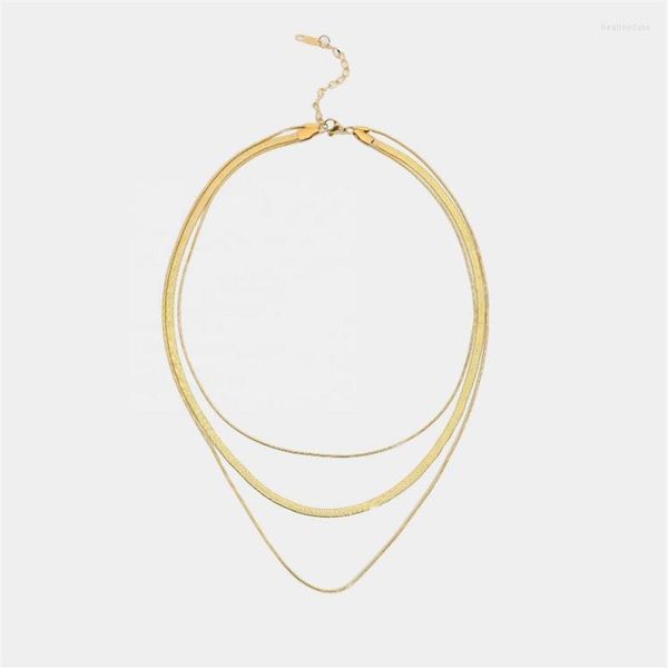 

chains 3-layer snake chain necklace for women stacking jewelry 14k gold plated stainless steel chunky necklacechains heal222551, Silver