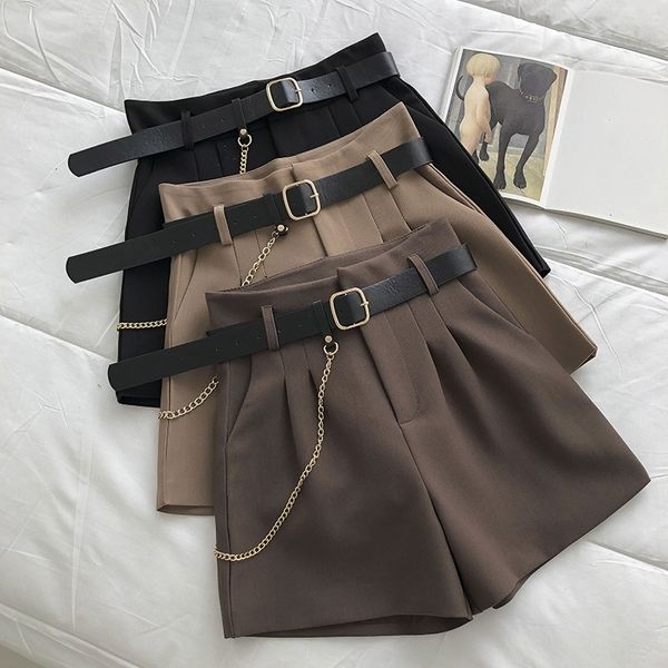 

women's shorts casual vintage straight solid women shorts summer female sweet korean pockets shorts ladies empire button sashes mini a-, White;black