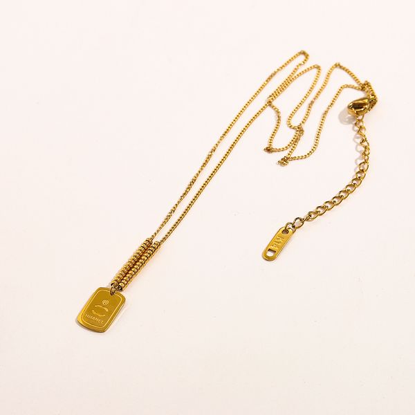 

luxury women designer brand double letter necklaces chain choker pendant 14k gold plated stainless steel sweater necklace statement jewerlry, Silver