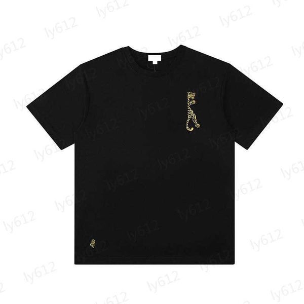 

designer mens t-shirts spring summer luxury loose fitting fashion casual classic tiger head heavy work embroidery pattern printed short slee, White;black