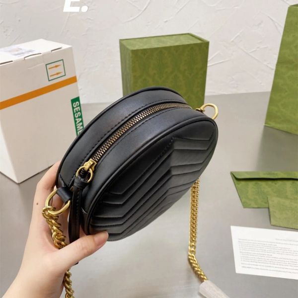 

designer fashion luxury handbag shoulder bag women handbags chain circular bags, Black;red