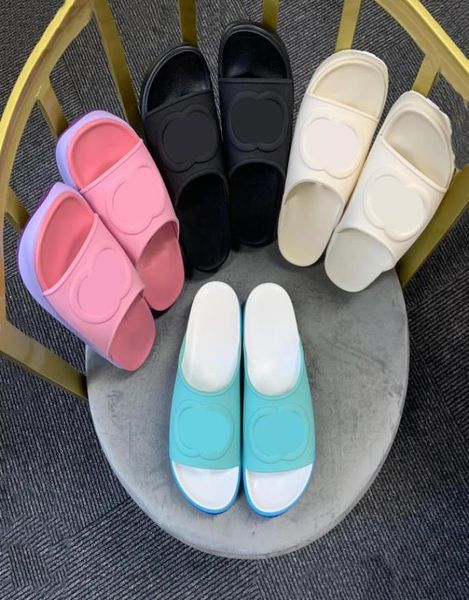 

interlocking rubber slippers women039s macaron thick sole shoes purple turquoise breathable nonslip slipper home casual summer8939903, Black