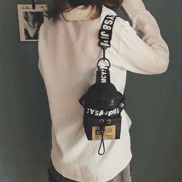 

zdarlbo womens fanny pack letter chest bag hip hop banana belt mini shoulder crossbody bags female nylon waist packs2959