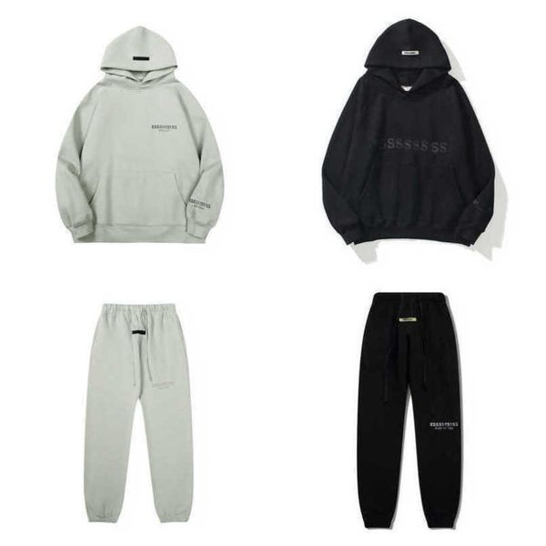 

men's classics luxury sweatshirts essss ential tracksuits letter hoodies men women sportswear hooded pant coat sweater pullover couple, Gray