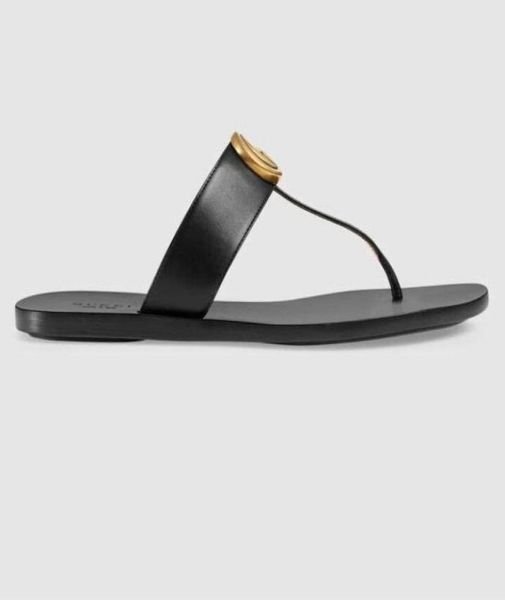 

2021 designer slideshow women039s girl classic flip flops leather slippers sandals bimetallic black white brown summer beach ca9370986