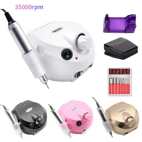 

35000rpm 20w electric manicure pedicure machine nail drill machine milling cutter accessories nail file drill bit nail tool kit cx234d, Silver