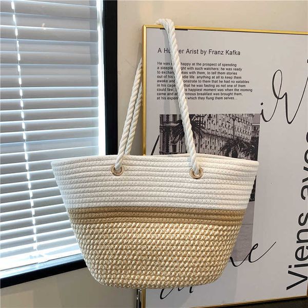 

shoulder bags large capacity bag for spring and summer versatile 2023 new texture single shoulder shopping woven class commuting tote women