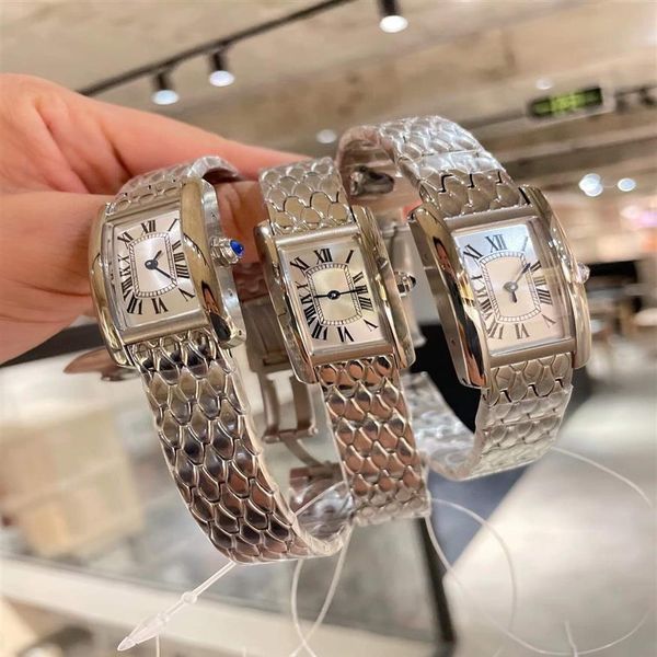 

classic zircon tank wristwatch female crystal glass roman numerals watches women geometric sapphire quartz watch stainless steel s227w, Slivery;brown
