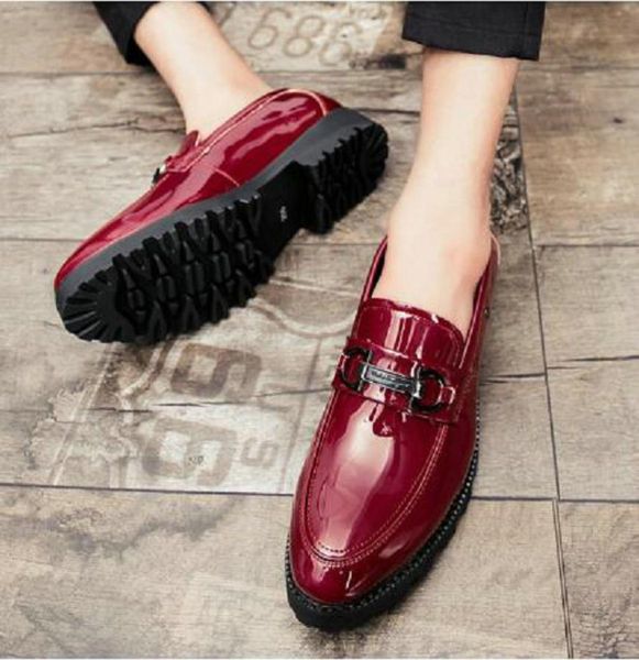 

patent leather shoes for men formal shoes men classic coiffeur italian loafers men party shoes wedding dress erkek ayakkabi bona4126898, Black