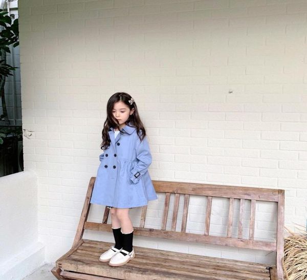 

s toddler kids girls autumn trench coat solid wind jacket dress outwear autumn winter warm children 8956927, Blue;gray