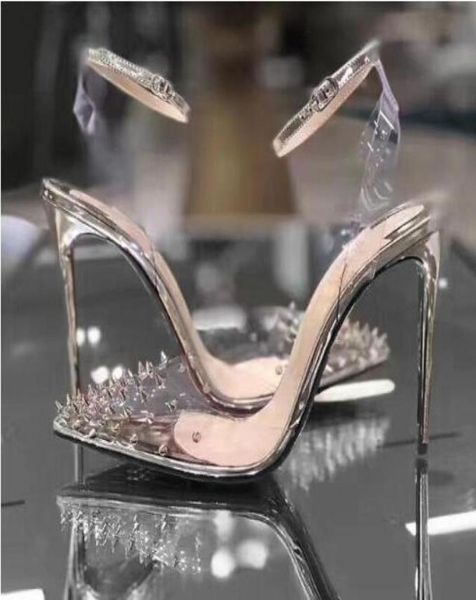 

the latest of women039s red heels fashion transparent rivets shallow mouthed pointed wedding shoes for women039s 9700463, Black