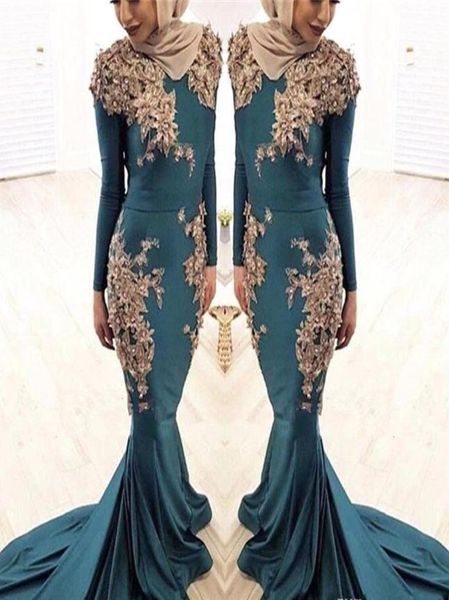 

2019 muslim evening dress mermaid long sleeves holiday women wear formal party prom gown custom made plus size5421605, Black;red