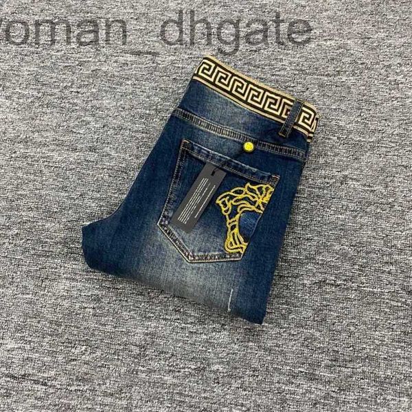 

men's jeans designerplus size jeans men jeans medusa embroidered trousers designer pants mens fashion retro casual denim pants aq3r, Blue