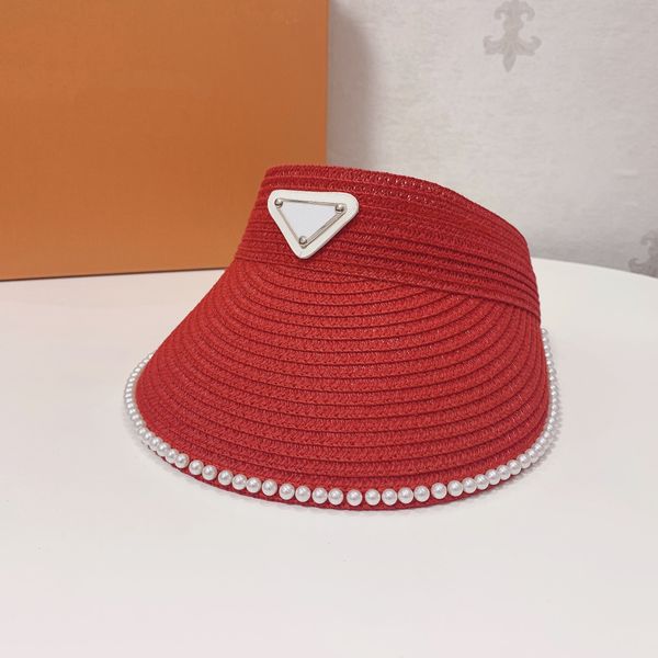 

designer visors bucket hat for women pearl hat luxury sun protect grass braid visors hat, Blue;gray