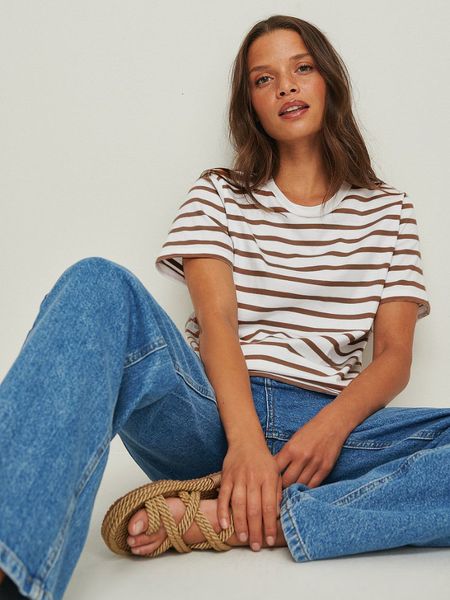 

womens tshirt bornladies summer short sleeve striped tshirts women knitted basic casual female cozy loose cotton tee harajuku shirt 230420, White