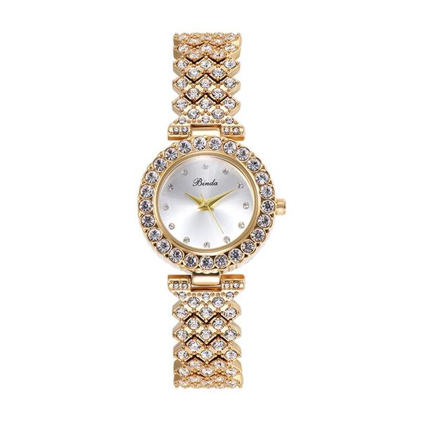 

binda brand new fashion ladies diamond watches luxury gold watch women dress wristwatches quartz waterproof good selling ship172z, Slivery;brown