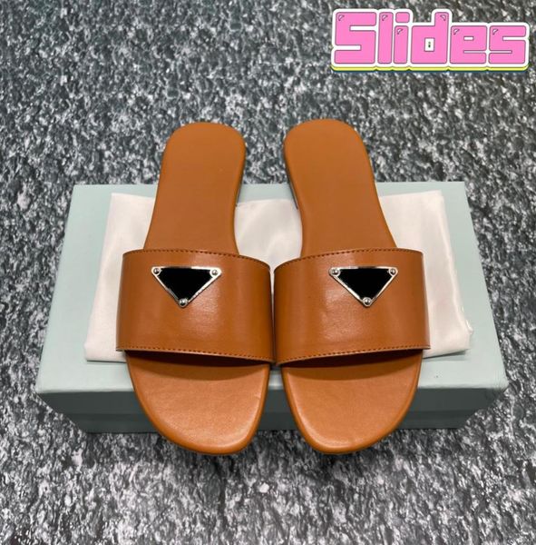 

designer leather logo plaque slides women slippers sneaker white black brown shoes summer slide luxury classic sandals beach women6544247