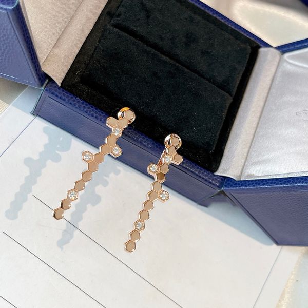 

premium feel 18k rose gold dangle earrings, versatile women's long studs ladylike, suitable for any occasion, Silver