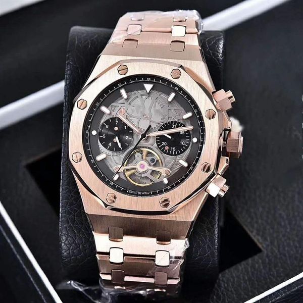 

men's watch with automatic mechanical movement 316 fine steel strap sapphire scratch-proof glass 42mm dial waterproof tou253s, Slivery;brown