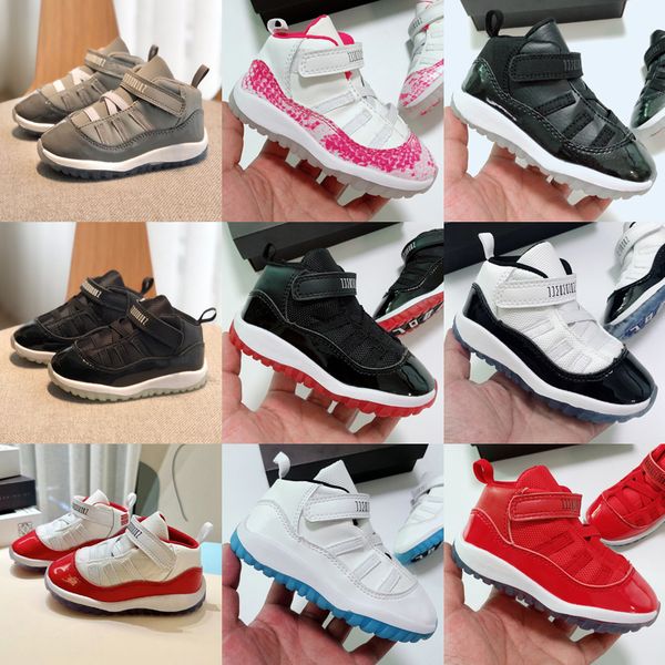 

kids shoes 11s td cool grey 11 xi sneaker concord space jam metallic silver pink snakeskin bred legend blue 72- children boys girls child, Black
