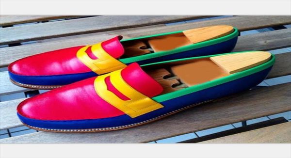 

men elegant loafers pu multicolor stitching round head mask slipon fashion classic business casual wedding daily dress shoes1872407, Black