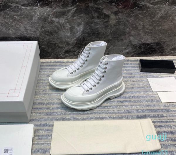 

designer women men tread slick boots polished leather canvas laceup rubber round3847974, Black