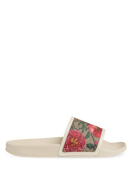 

mens womens luxe pool slide sandals flora flat slippers di colore bianco ciabatte a fiori3244144, Black