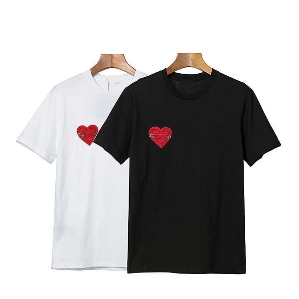 

designer palms mens shirs women's angels shir love embroidery pin loose casual coon crew neck shor shirt half sleep size s/m//xl, White;black