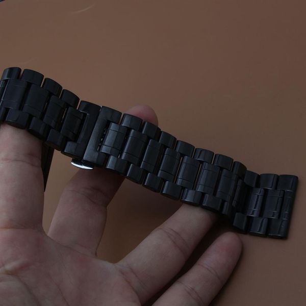 

watch bracelet watchband 22mm 24mm 26mm 28mm 30mm black stainless steel watch band new watch straps butterfly buckle 242c, Black;brown
