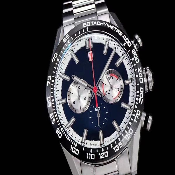 

4 colors men's 44mm business casual watch vk63 battery stainless steel case strap montre de luxe comfortable wristwatch263y, Slivery;brown