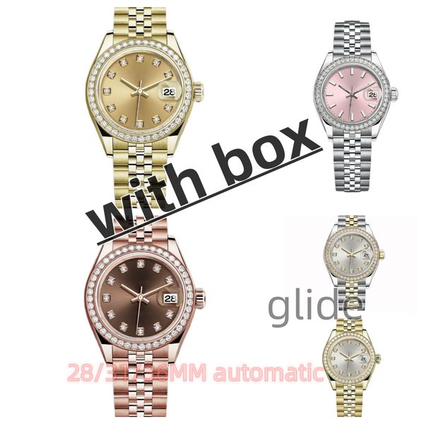 

women mechanical watches 28/31/36mm automatic full stainless steel luminous waterproof lady watch couples style classic wristwatches montre, Slivery;brown
