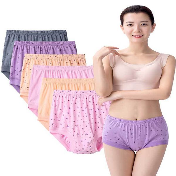 

women's panties plus size female underwear cotton panties women middleaged women's briefs breathable female lingerie 6pcs/lot 2304, Black;pink