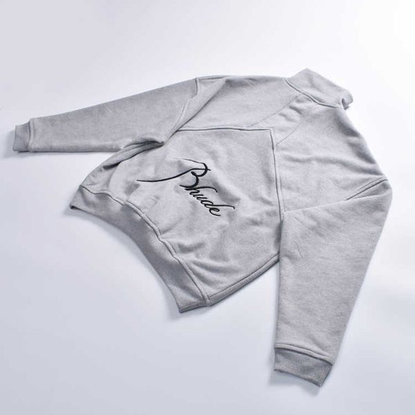 

designer clothing hoodies fashion sweatshirts vibe trend brand rhude 21ss autumn winter standing half zipper letter embroidery splice high n, Black