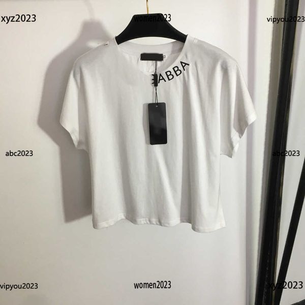 

luxury girl crop womens designer clothing brand t shirt letter printed collar short sleeve round neck summer new arrivals, White