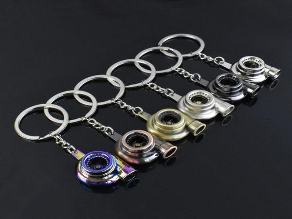 

suti originality metal turbo keychain sleeve bearing spinning auto part model turbine turbocharger key chain ring keyfob keyring3256649, Silver