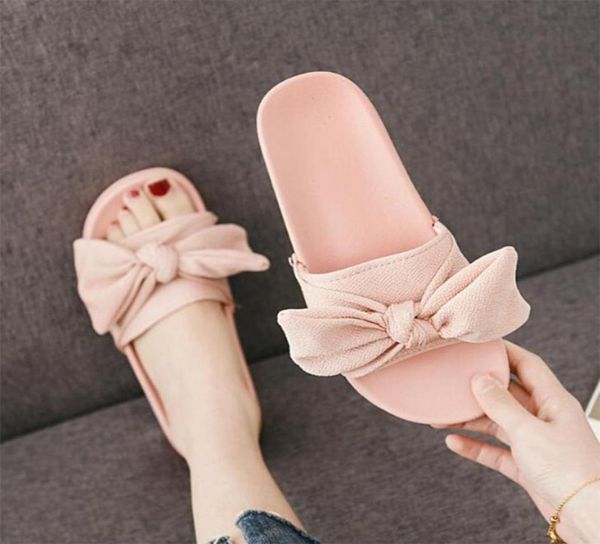 

women summer beach sandals ladies cute bow casual slides nonslip home slippers female pink house floor slippers women flip flop2914638, Black